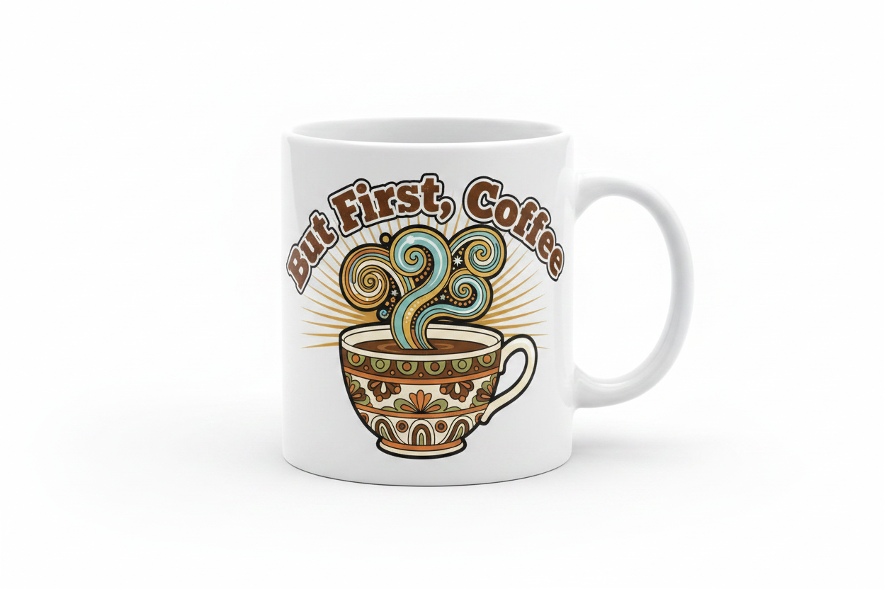But First Coffee - Bold Retro Mug Mockup