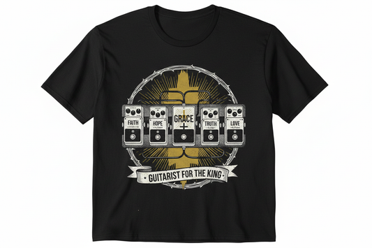 Grace Pedal Faith design on a black t-shirt
